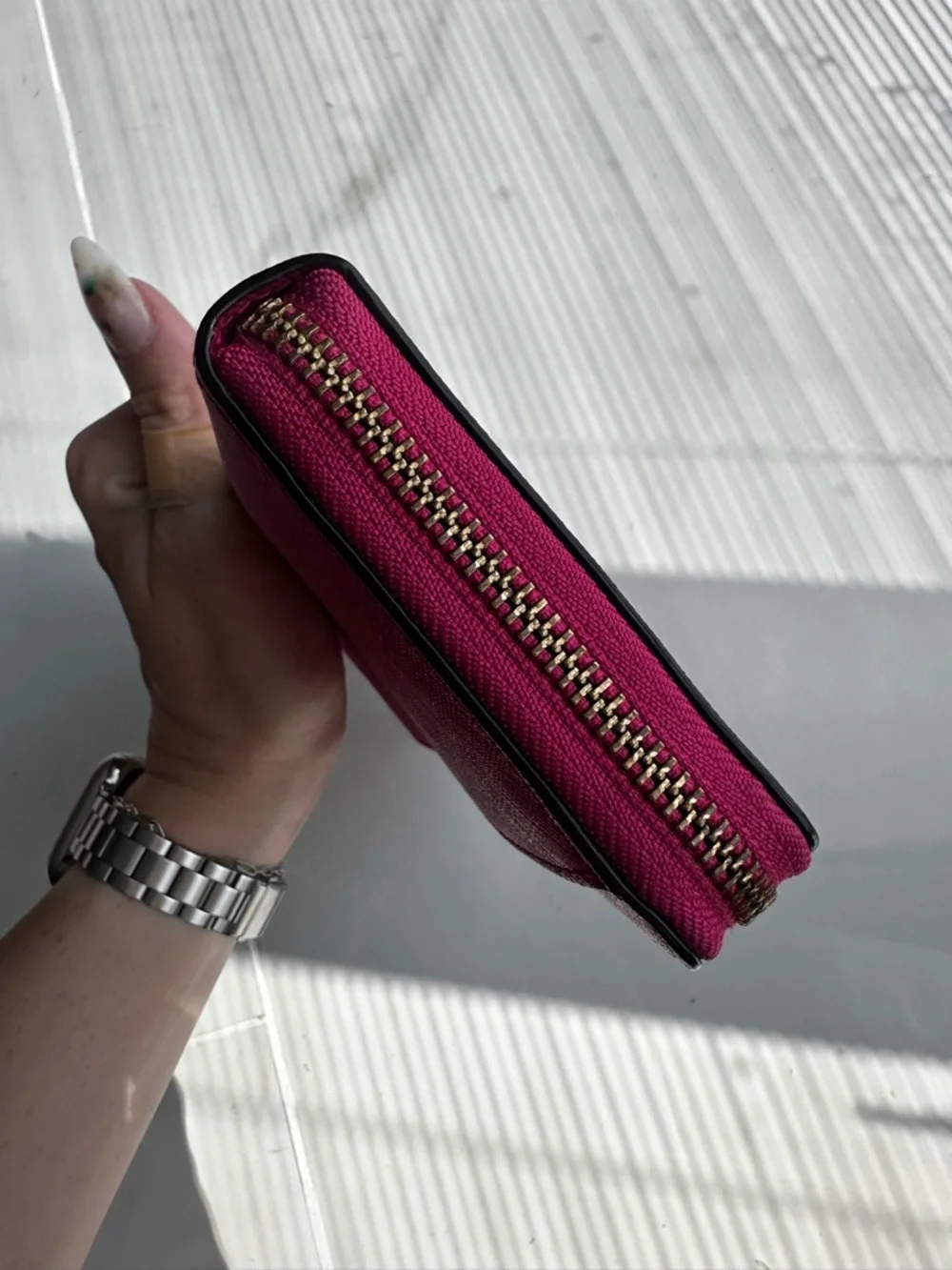 Kate Spade Hot Bright Pink Saffiano Zip Around Wallet Wristlet